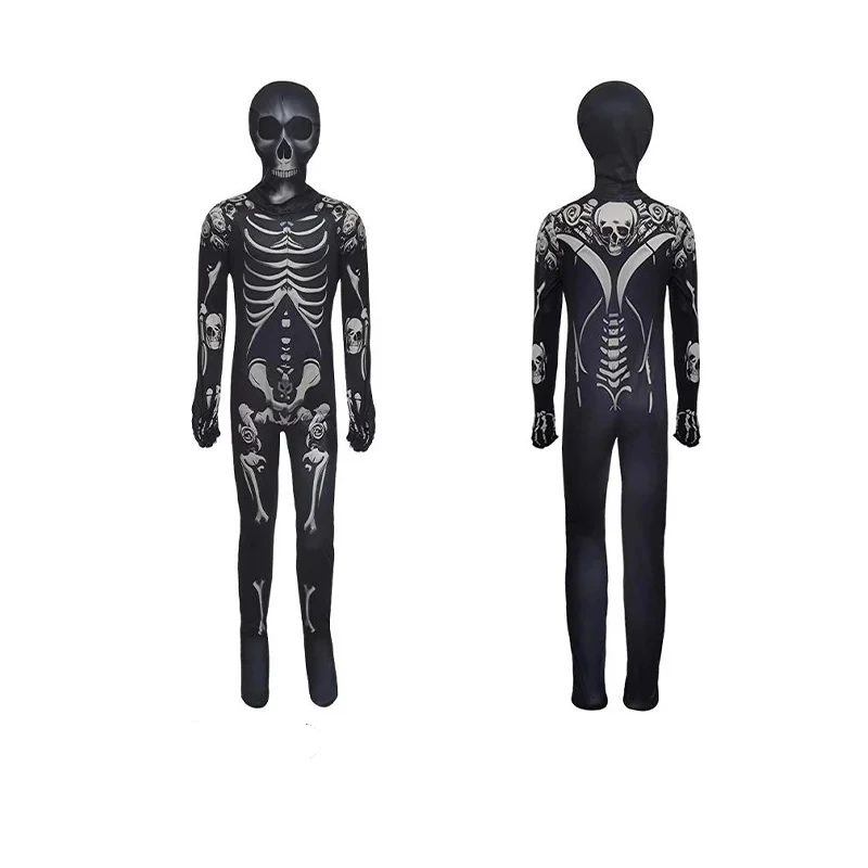 Traje de esqueleto de terror estampado
