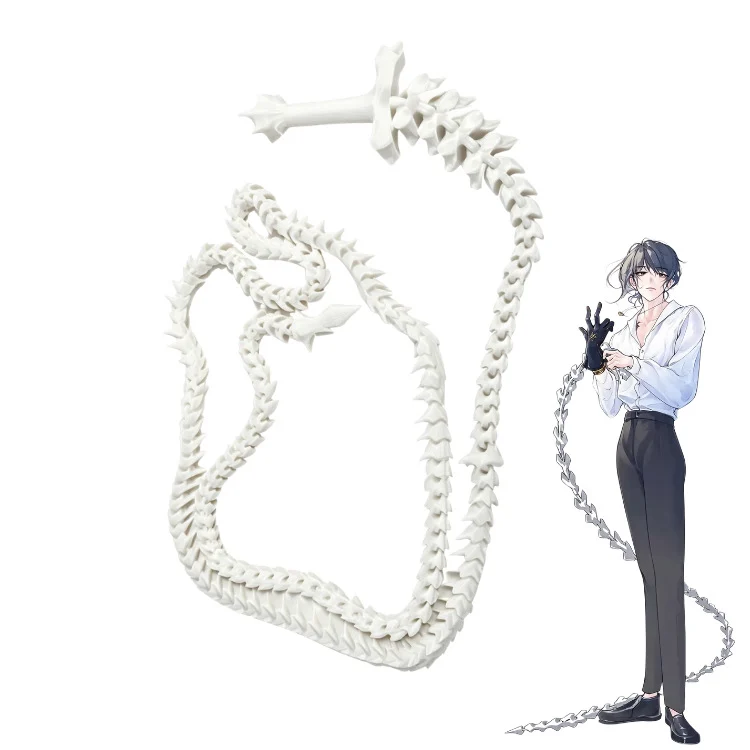 Black & White Snake-Bone Whip Prop