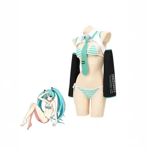 Miku Striped Costume Swimwear